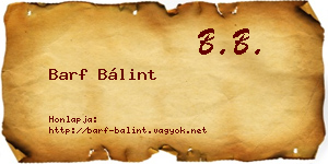 Barf Bálint névjegykártya